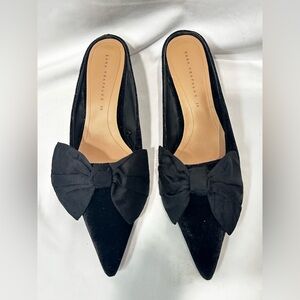 Zara Black Velvet Mules with Bow